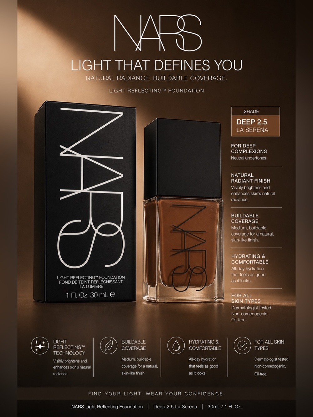 NARS Light Reflecting Foundation - Deep 2.5 La Serena (Rich Brown)